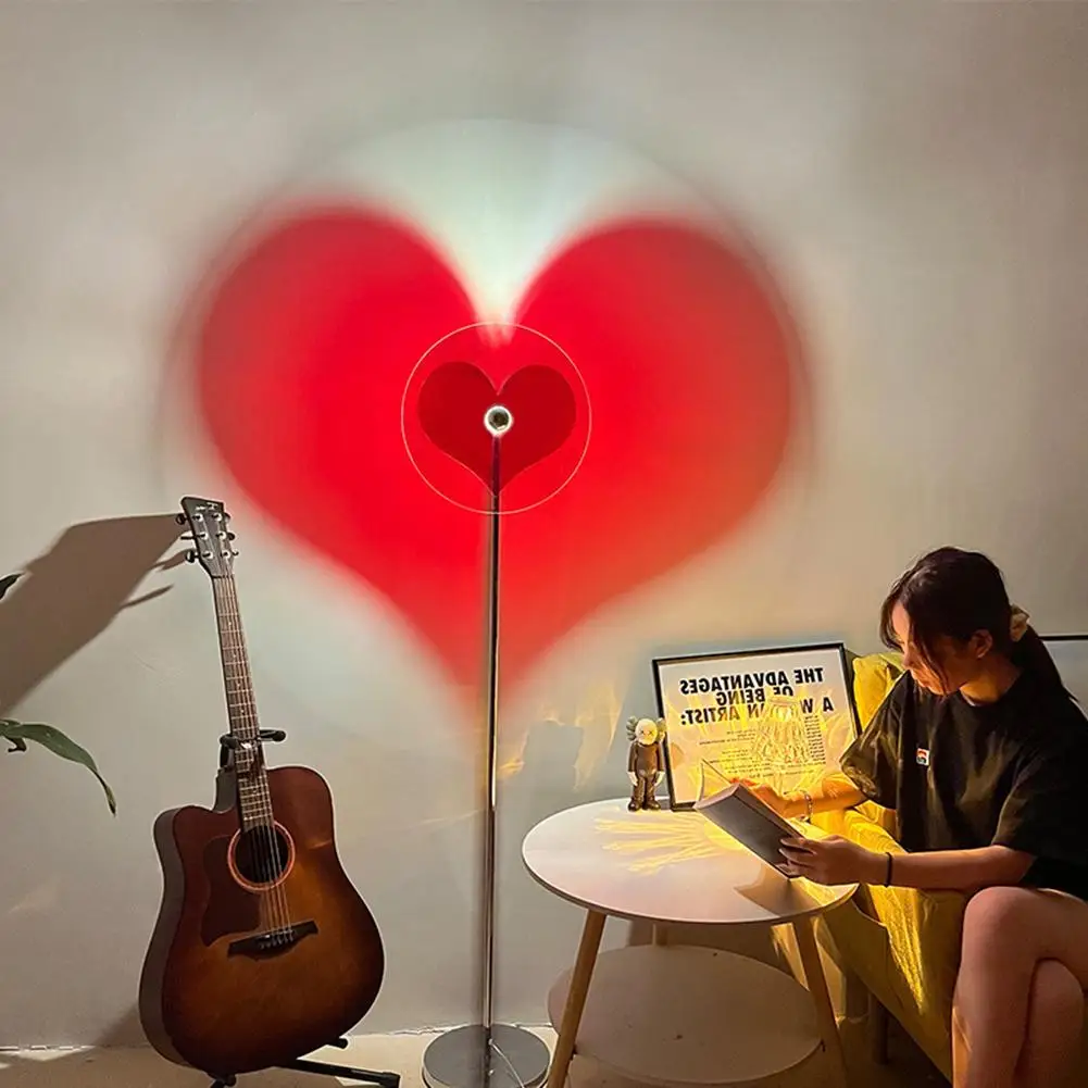 

Sunset Lamp Led Love Heart Shape Projector Night Light Living Room Bar Cafe Shop Romantic Background Wall Decoration