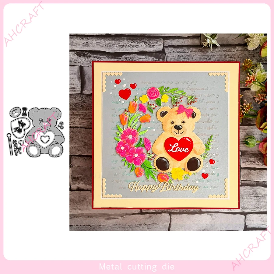 Металлические Вырубные штампы медведя Тедди для сделай сам скрапбукинга