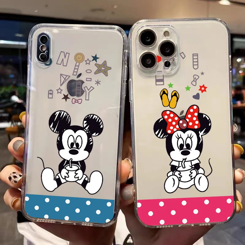 

Disney Cute Mickey Minnie Phone Case For iPhone 13 12 Pro Mini 11 Pro Max X XR XS Max 6 6S 7 8 Plus Cases Coque Shell Carcasa