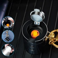 keychain pendant lighter usb rechargeable lighter with led lighting torch cigarette lighter gadgets for men windproof lighters