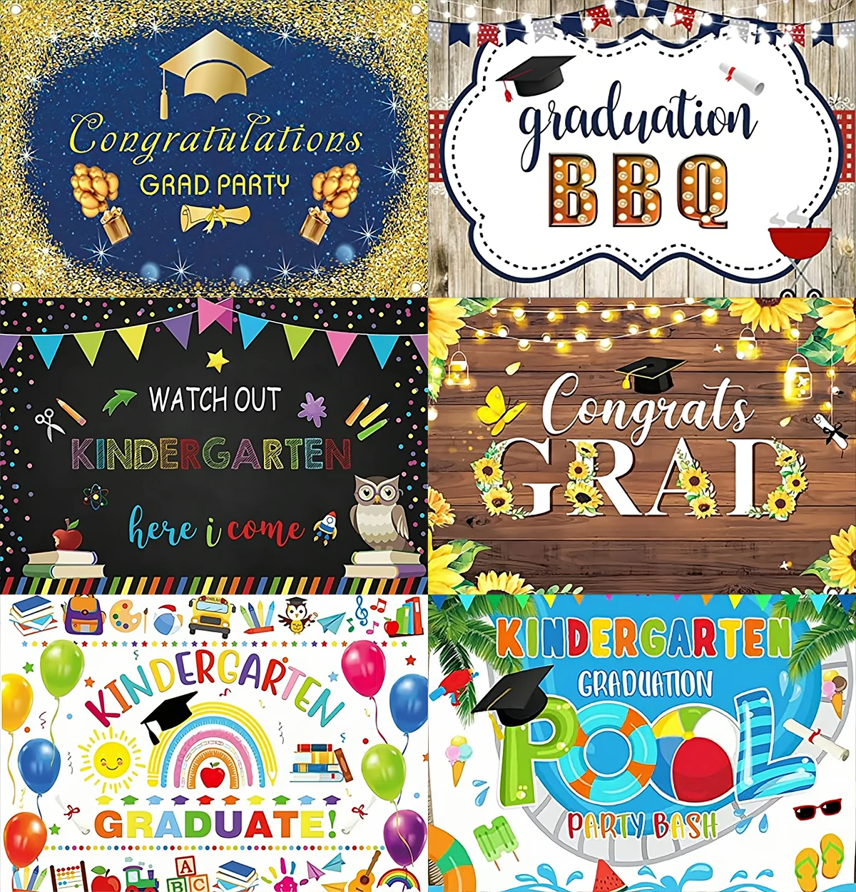 

Kindergarten Party Theme Graduation Day Welcome BBQ Banner Golden Cap Background Ceremony Backdrops Decoration photograpy