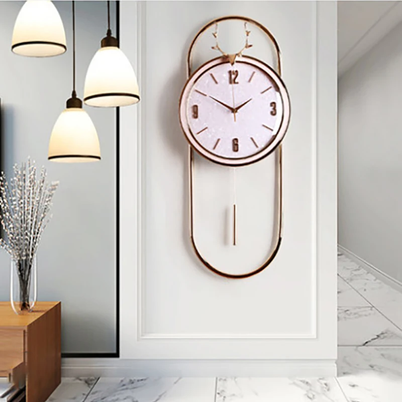 

Deer Clock Wall Clock Living Room Home Net Red Nordic Style Light Luxury Fashion Creative Simple Clock Wall-mounted Quartz Clock