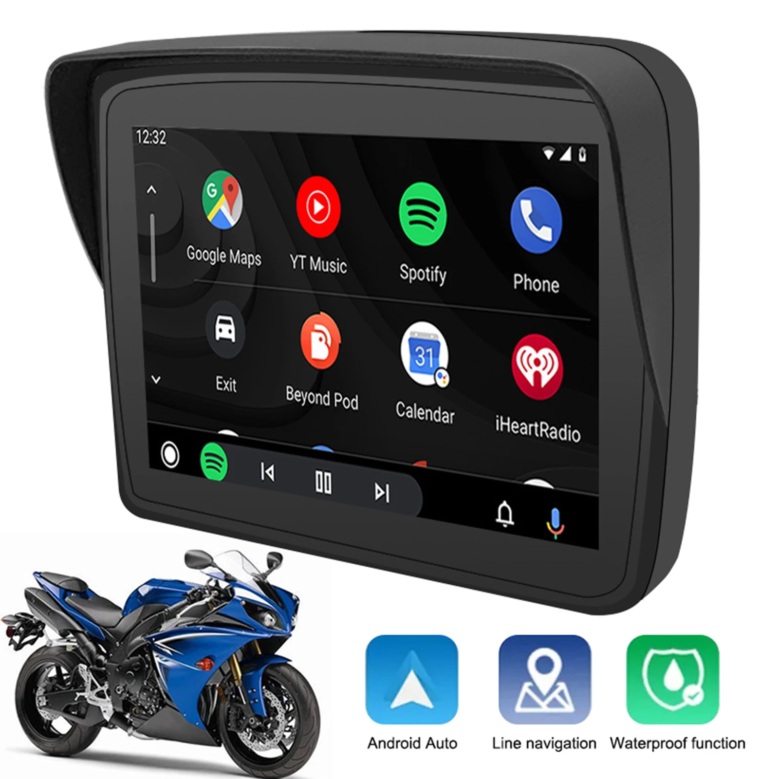 5-дюймовый мотоцикл Carplay внешний портативный навигационный экран IP67
