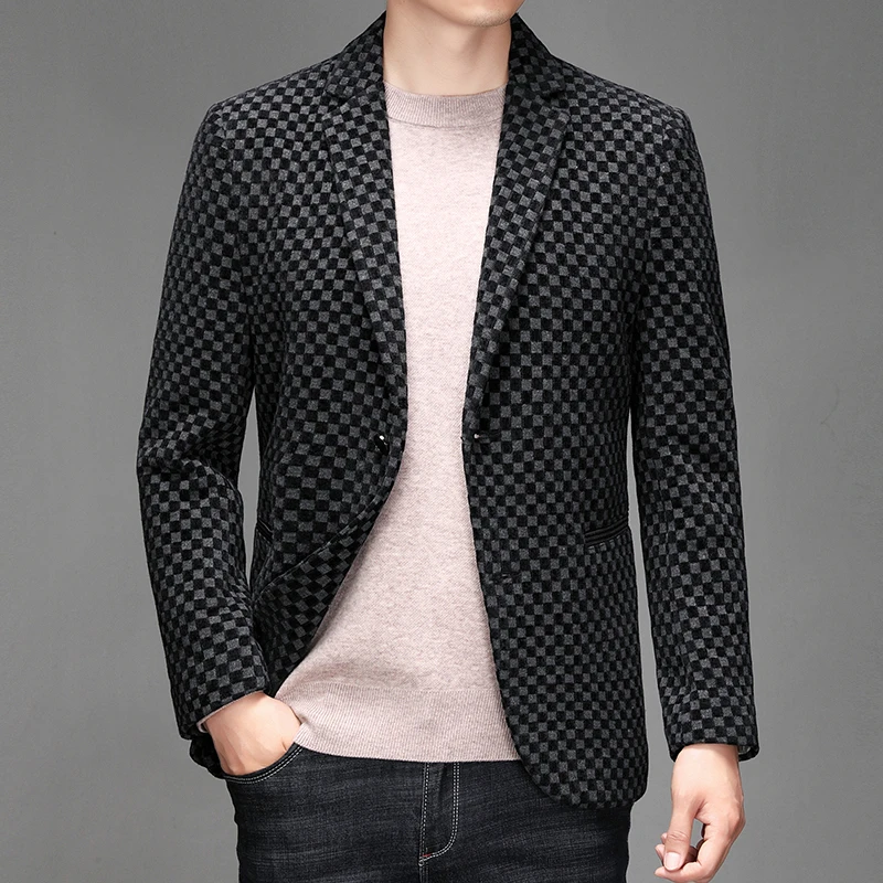 

Four seasons new boutique fashion trend high-end handsome leisure party medium thickness Chenille suit slim Korean version coat