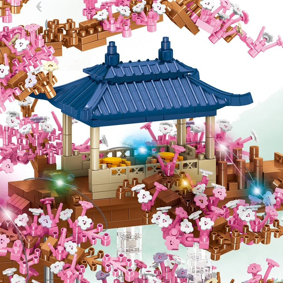 Новый дизайн дом на дереве с цветком персика микроблоки архитектурные модели