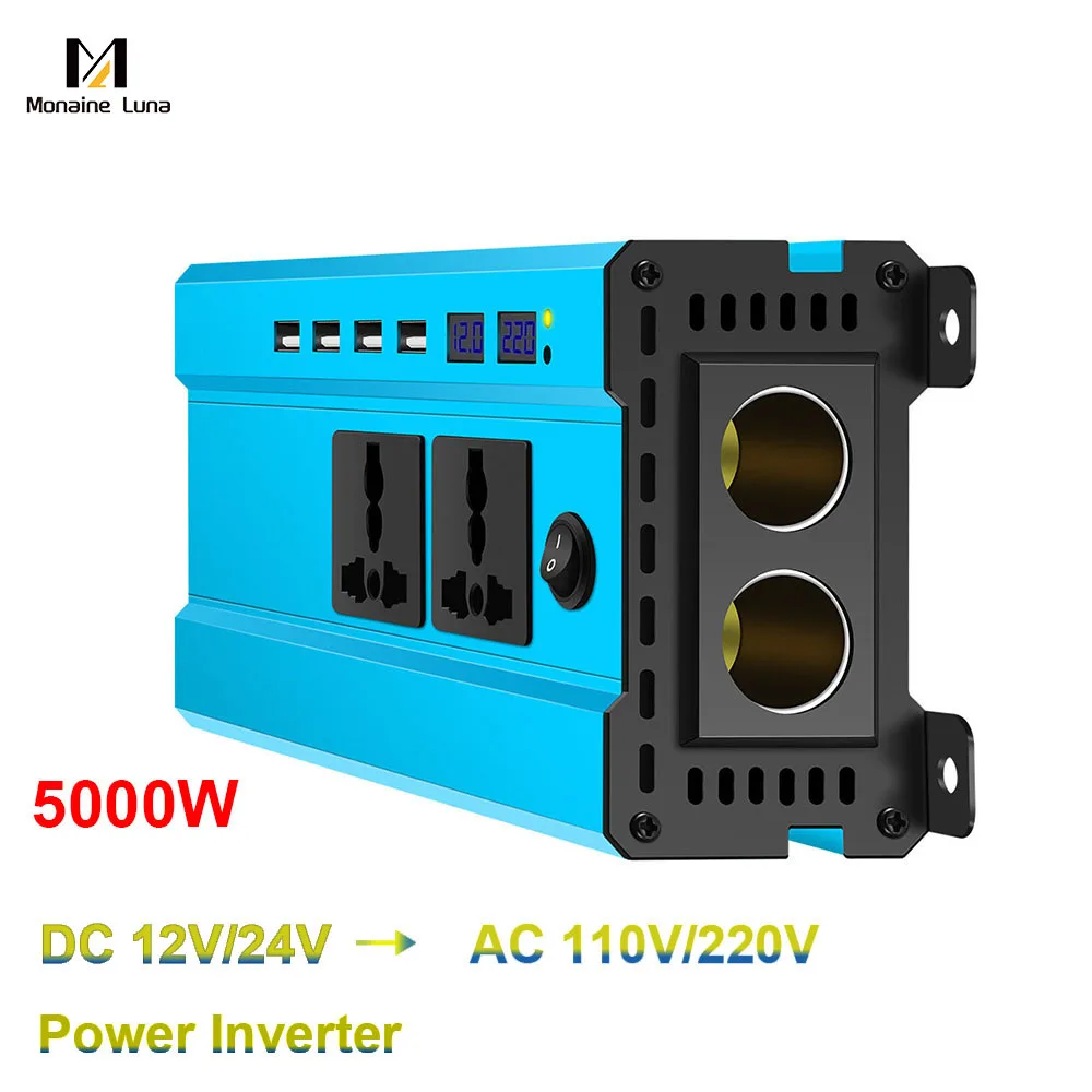 

Monaine Luna Inverter DC 12v To AC 220v Car Power Solar Power Bank3000W 4000w 5000W High Power Car LED Display Converter Growatt