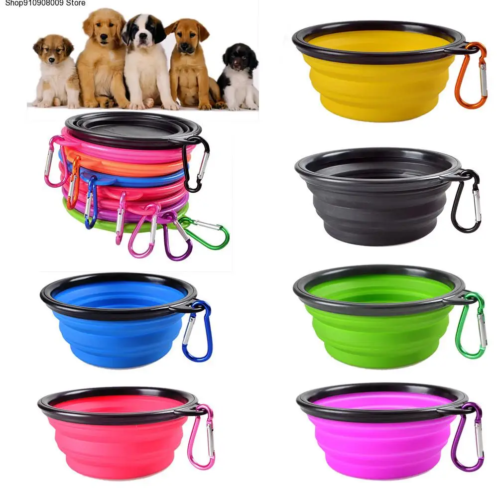 

Dog Bowl Pet Dog Cat Travel Bowl Silicone Foldable Collapsible Feeding Water Dish Feeder portable water bowl for pets