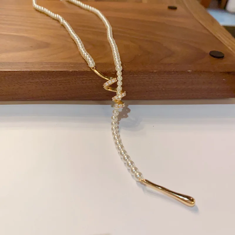 Легкий роскошный высококачественный осенне-зимний длинный стиль с жемчужной