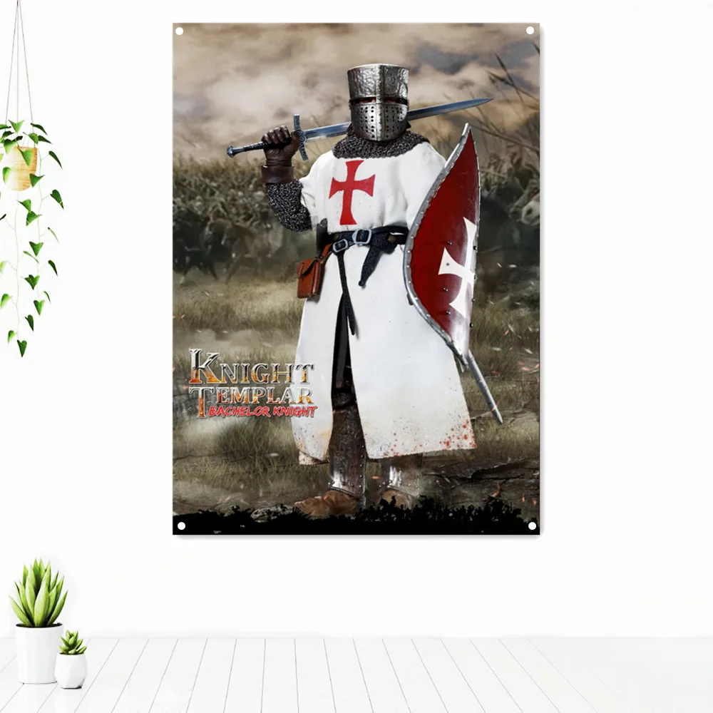 

Medieval Warrior Legion Armor Banner Wall Chart Masonic Knight Templar Flag Brass Grommets Custom Polyester Printed Painting D4