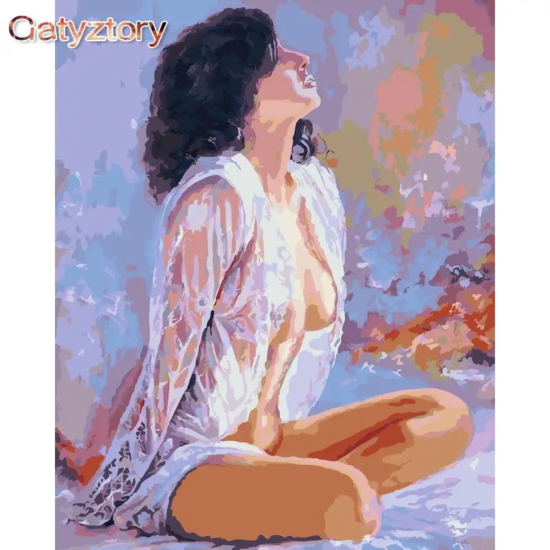 

GATYZTORY 60x75cm Picture By Numbers Frameless Drawing Canvas Painting Woman Painting By Numbers Handicraft Art Home Decor