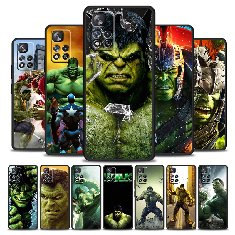 Hulk Marvel Avengers for Xiaomi Redmi Note 11 10 10S 9T 9 9Pro Max 8T 8Pro 7 6 5 Pro 4X Silicone Soft TPU Black Phone Case Cover