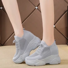 Rimocy-Zapatillas De plataforma con tacón oculto para Mujer, Zapatos De malla transpirable, calcetín De cuña, informales, Primavera, 2022