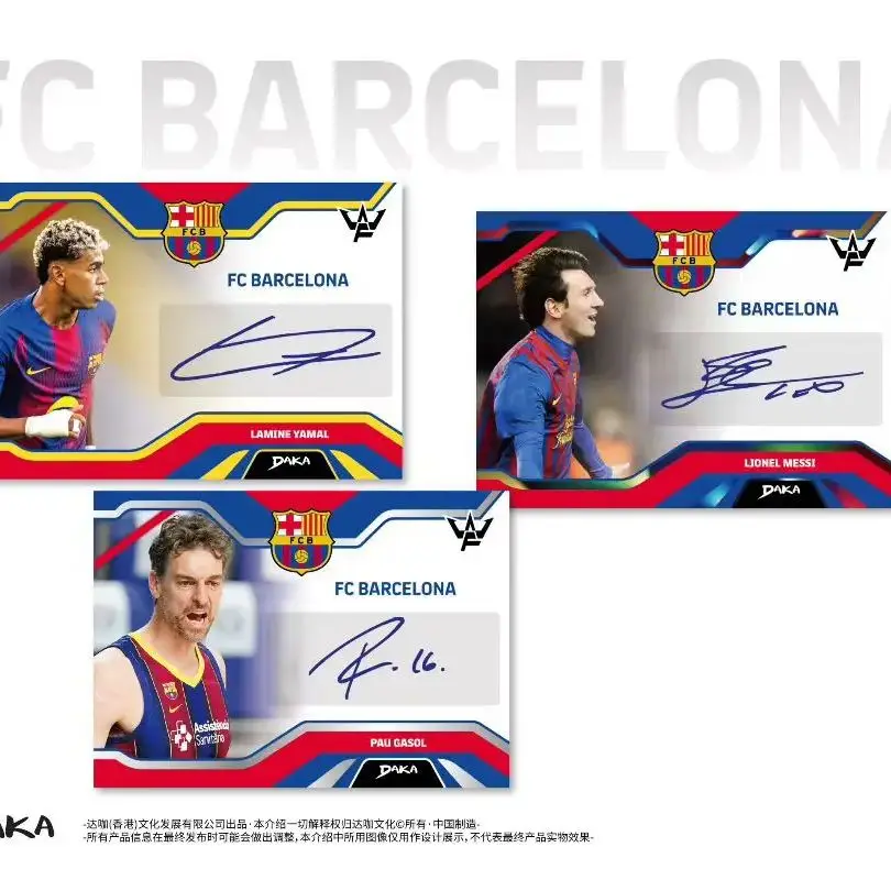 Фото НОВИНКА: Оригинальная коллекционная карточка серии финальных свистков Daka FC Barcelona 2026 года с автографами Ямаля, Месси, Роналду – подарки, футбольная атрибутика №4