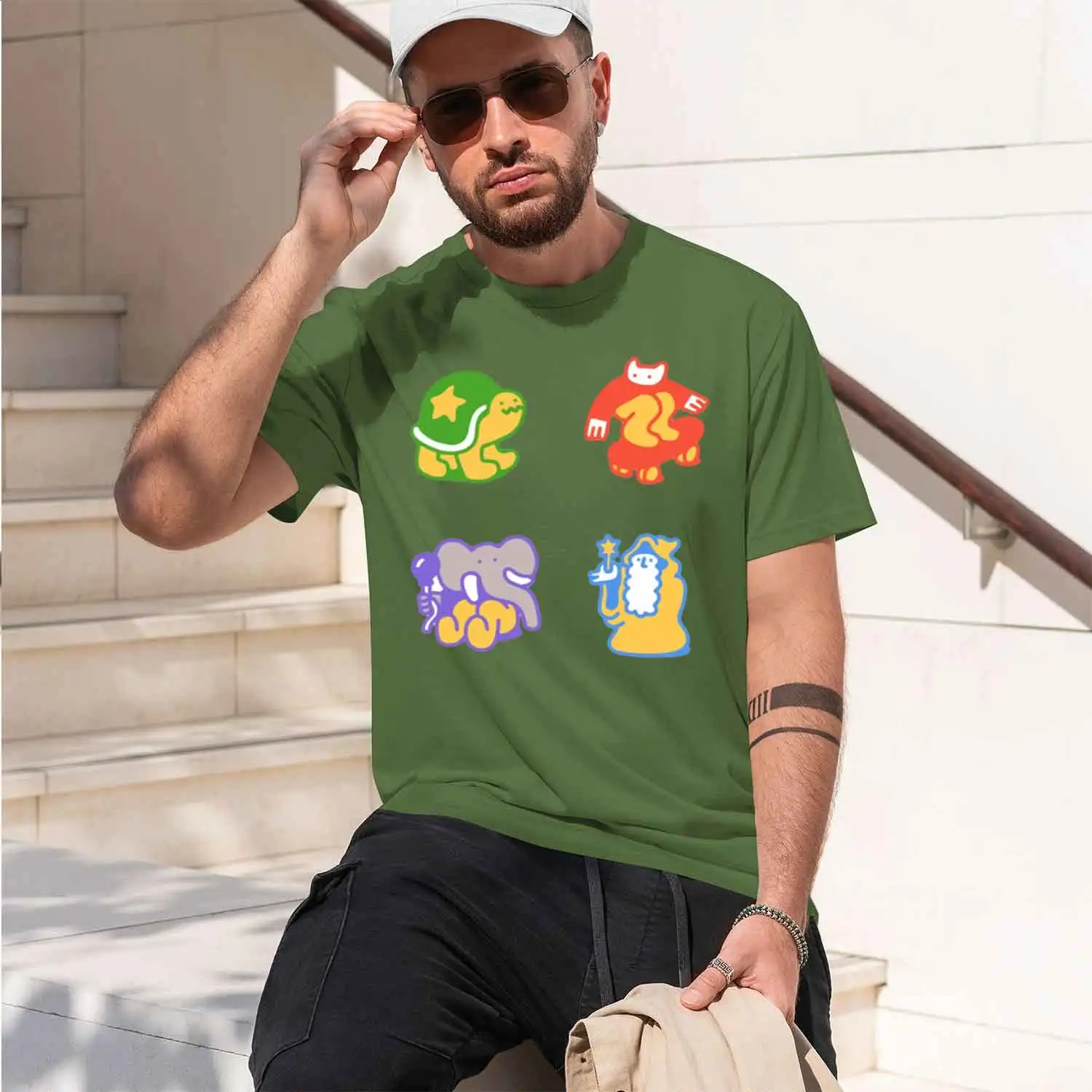 Фото Футболка odle Buds Sticker 2026, новая модель, мужская, с коротким рукавом, круглым вырезом, классическая, повседневная, в различных цветах и размерах, для ежедневной носки. №5