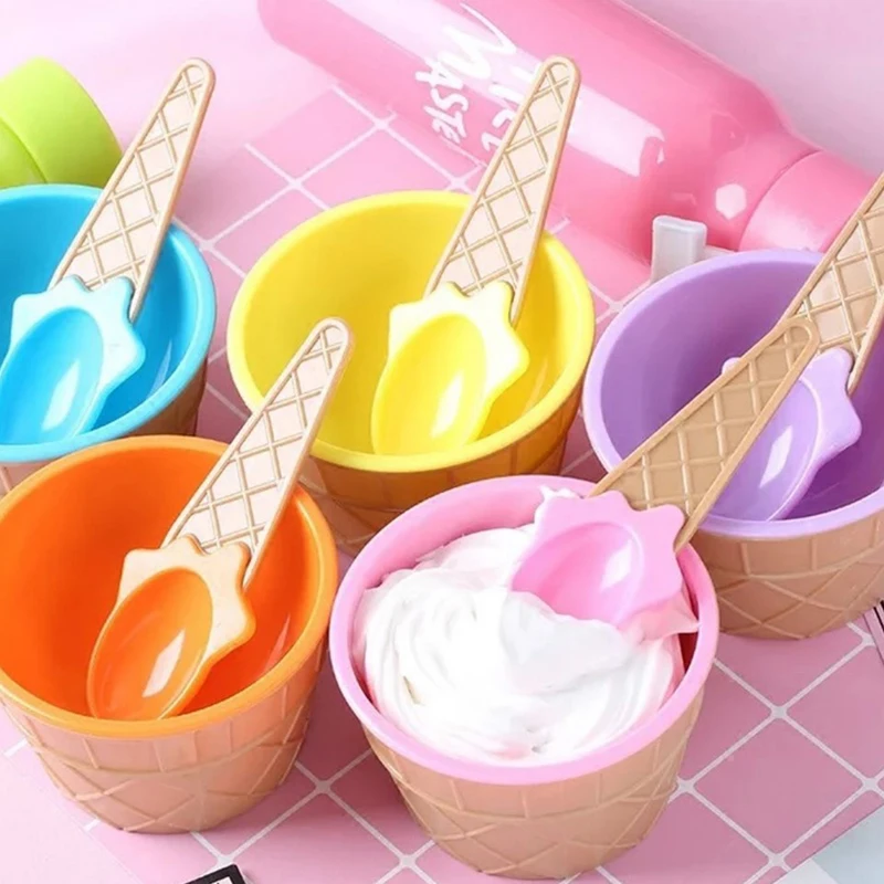 

6Color kids Ice Cream Bowls Ice cream Cup Couple Bowl Gifts Dessert With A Spoon