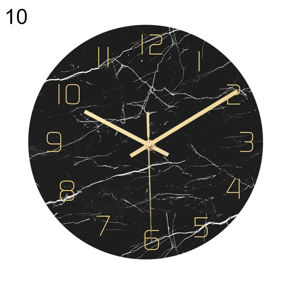 

12inch Round Acrylic Marble Silent Movement Wall Clock Home Living Room Decor