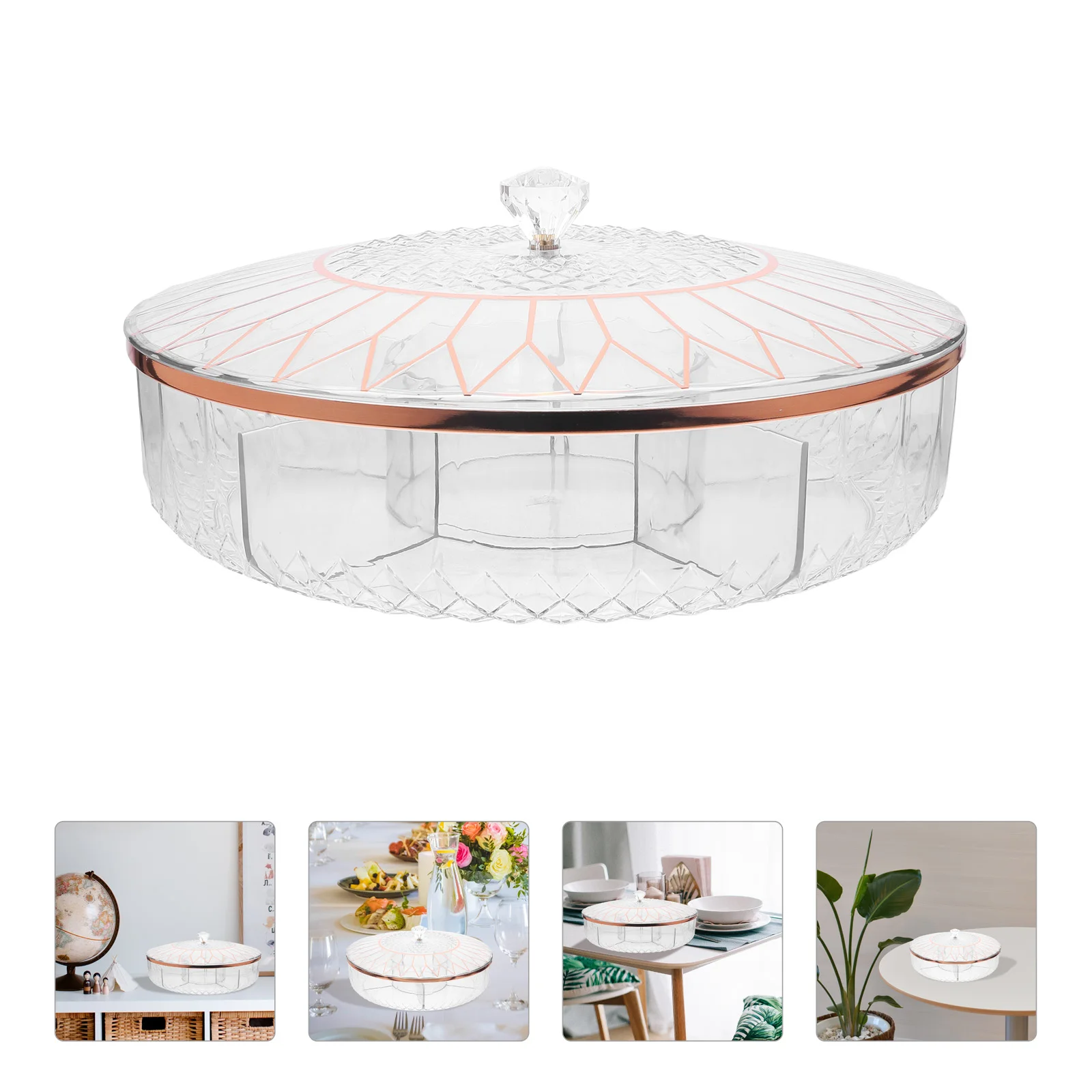 

Divided Serving Tray with Cover Compartment Serving Platter Snack Plate Nuts Box