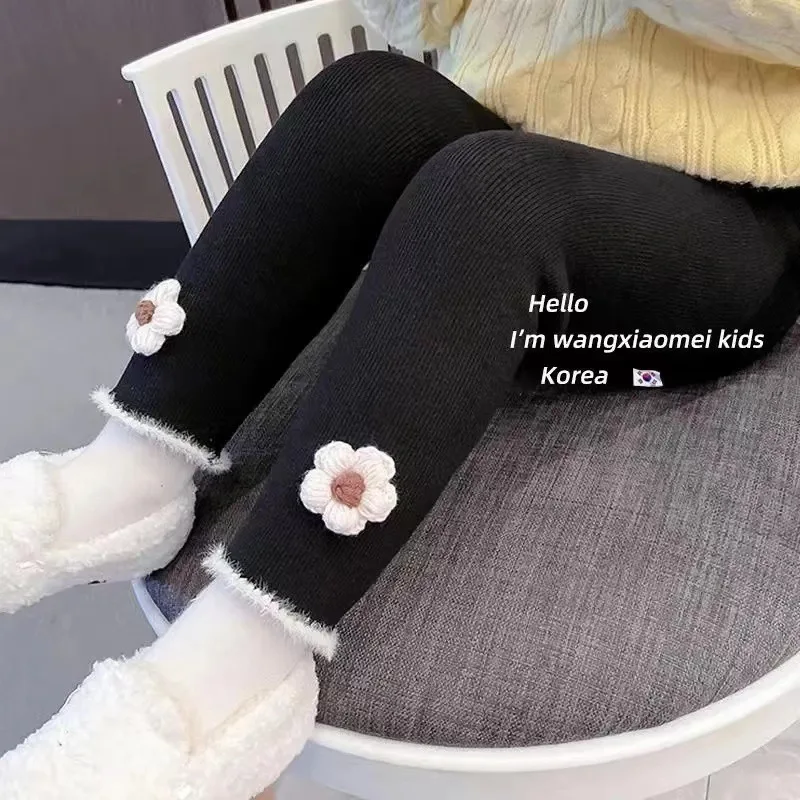 

Girls' plush leggings autumn and winter new thin plush pants baby lamb plush children's pants