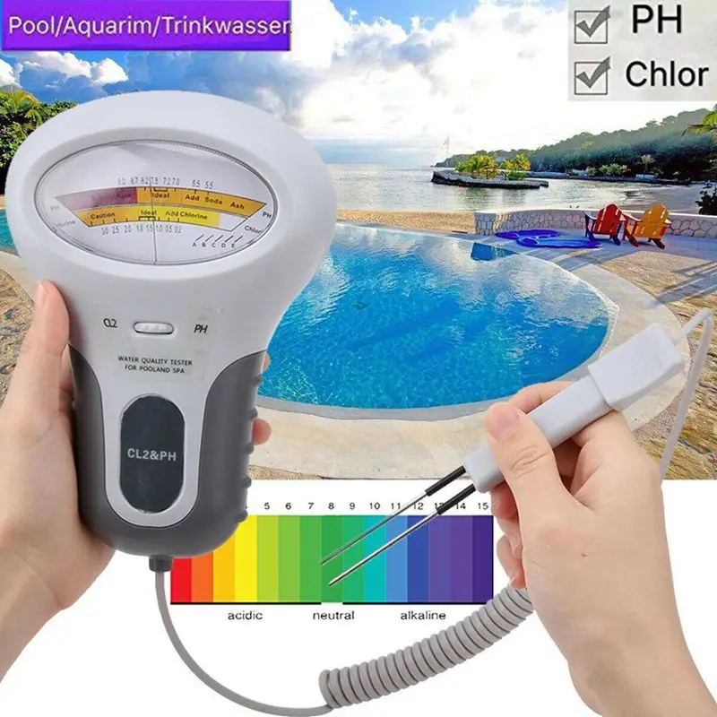 

CL2 Tester Water Quality PH & Chlorine PC-102 Level Portable Digital PH Meter Swimming Pool Aquarium Spa Analytical Instruments