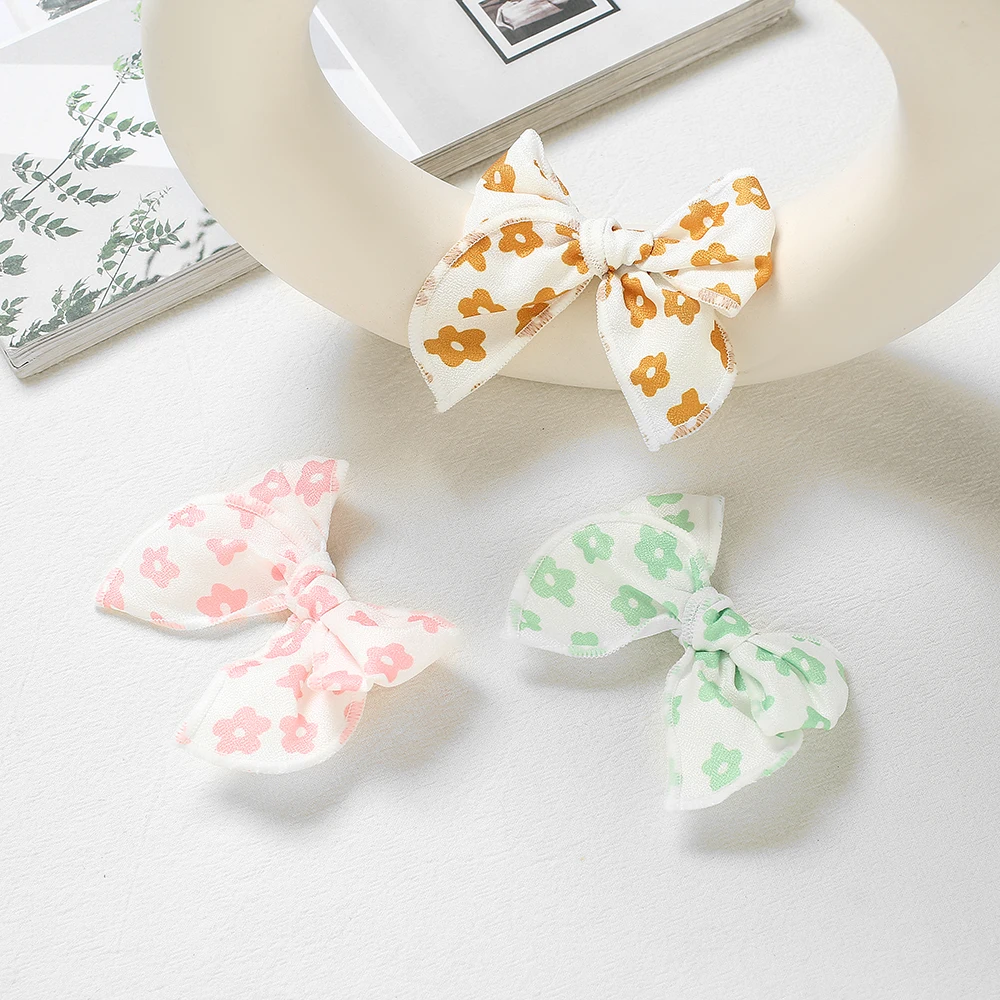 6 Colors New Print Fabric Bowknot Hair Clips For Baby Girls Cute Handmade Bow Hairpin Barrettes Headwear Kids Hair Accessories