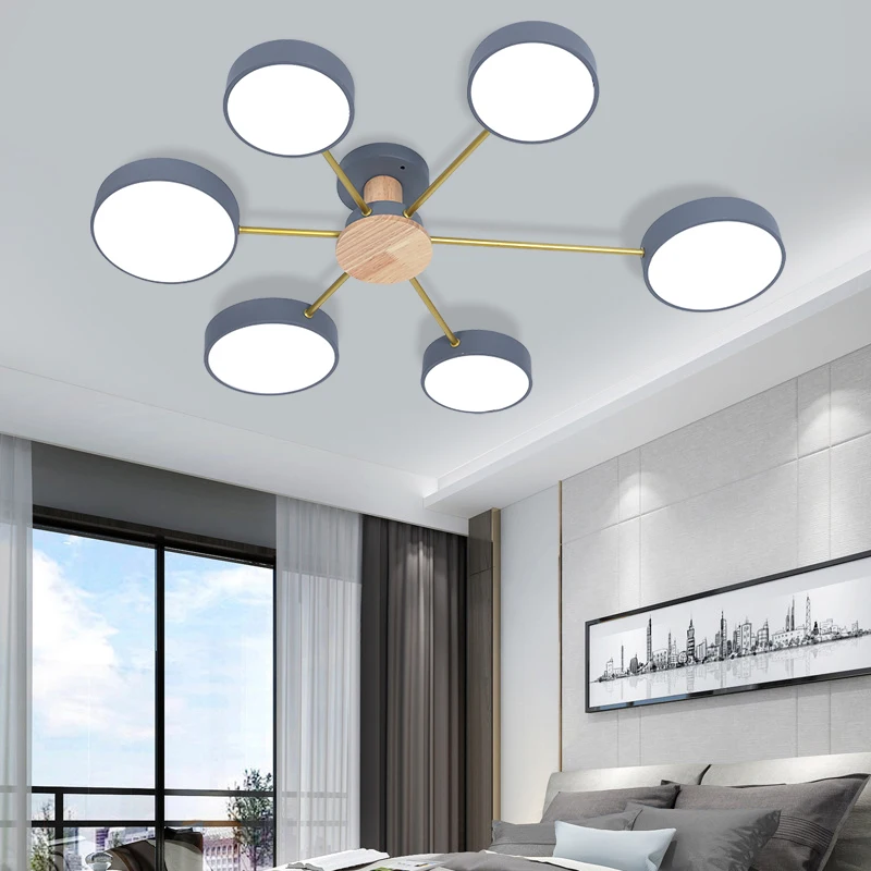 Nordic Celling Chandeliers for Living Room Led Chandeliers Wooden Ceiling Light  Bedroom Minimalist Lighting Home Decor Fixture