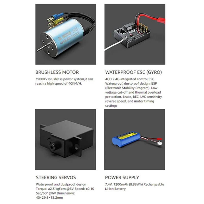 

UD1603 1/16 RC Car 40Km/H Brushless 2.4G 4WD Drift Car LED Light On-Road Remote Control Vehicle Electirc Car Gifts Toy