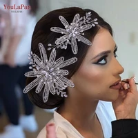 youlapan hp473 floral wedding comb bridal side headpiece handmade pageant hair ornament bride hair accessories pageant headwear