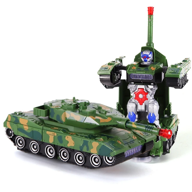 

77HD Electric Deformation Robots Combat Tank Flashing Led Light Music Car Kids Gift Toy Vehicles Electric Universal Wheel