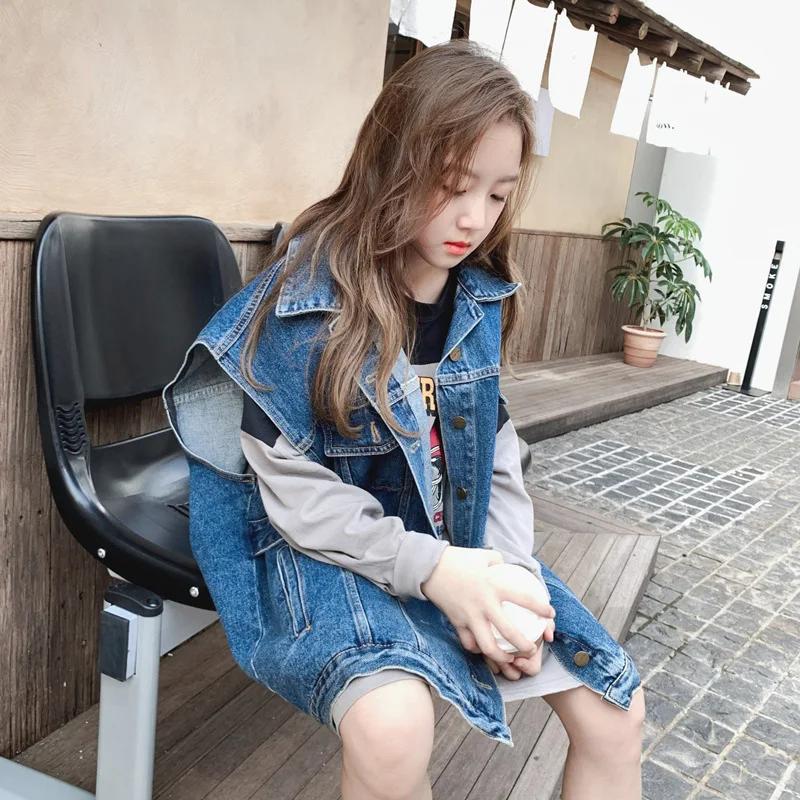 

Осень 2022 международная торговля детская одежда Новинка Детский модный джинсовый жилет Модный брезентовый джинсовый кардиган модный