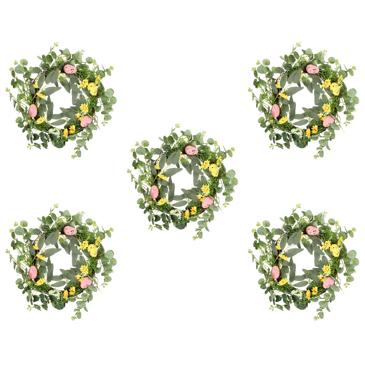 

Пасхальный венок для входной двери, 5 шт., Пасхальный венок с яйцами, украшение, Пасхальный венок с эвкалиптом