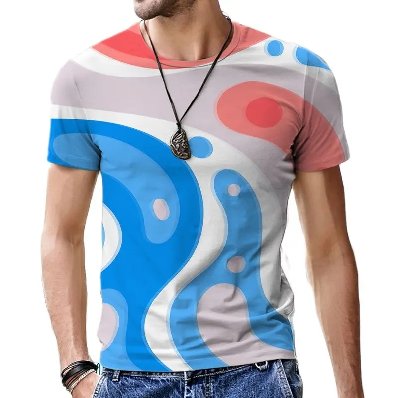 

Summer Men's 3d Printed T-shirt Striped Graphics Fashion Casual Sports O-neck Street Loose Breathable Large Size Short Sleeves