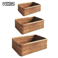hand woven rattan wicker basket fruit tea snack bread basket cosmetic rectangular storage box household kitchen supplies