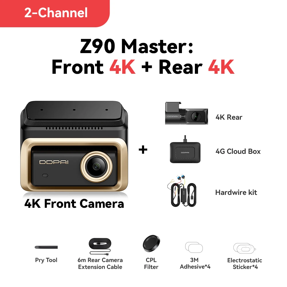

DDPAI 4K+4K Новый Z90 Master Dual 4K спереди и сзади Dual HDR для Sony Автомобильная видеорегистратор ADAS Парковка 5 ГГц Wi-Fi камера DVR Видеорегистратор
