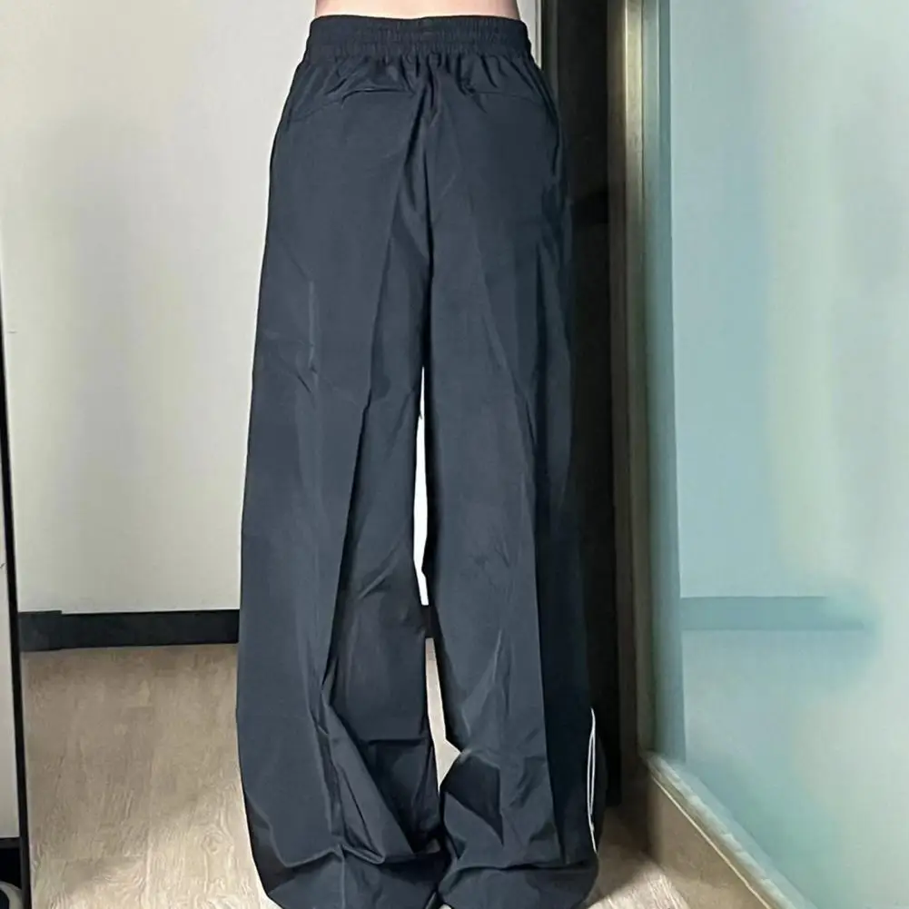 

Спортивные брюки в стиле хип-хоп, винтажные спортивные брюки унисекс с широкими штанинами и эластичным поясом, мягкие дышащие спортивные брюки с карманами для женщин