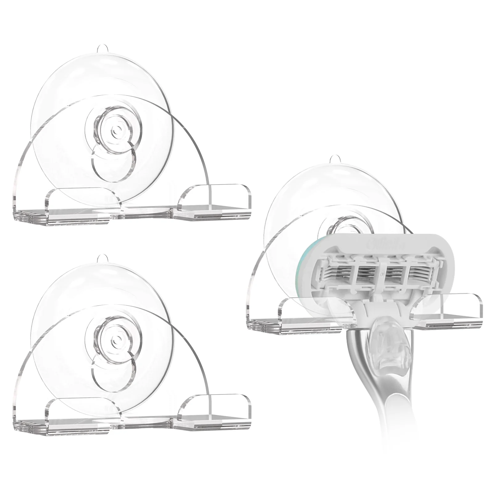 

Linkidea 3 Packs Razor Suction Cup Hooks, Shower Wall Mounted Shaver Hanger Holder for Bathroom