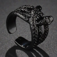 punk black double snakes opening ring for men women vintage animal metal finger rings adjustable jewelry gift wholesale 2022 new