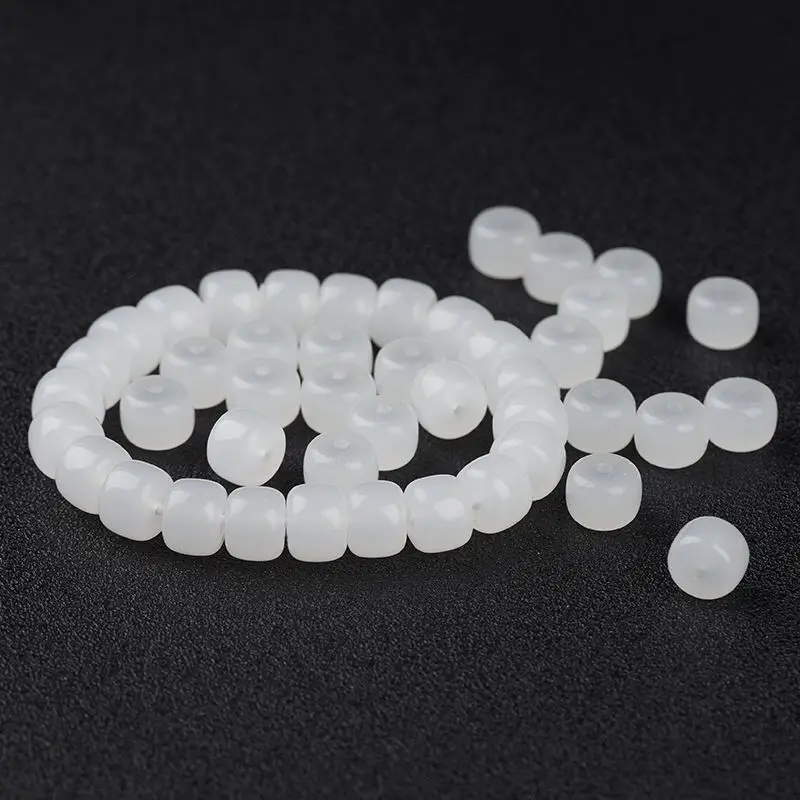 

Natural White Jade Elastic Bead Bracelet Women Men Nephrite Bangle Chinese Xinjiang Hetian Jades Bucket Beads Amulet Bracelets