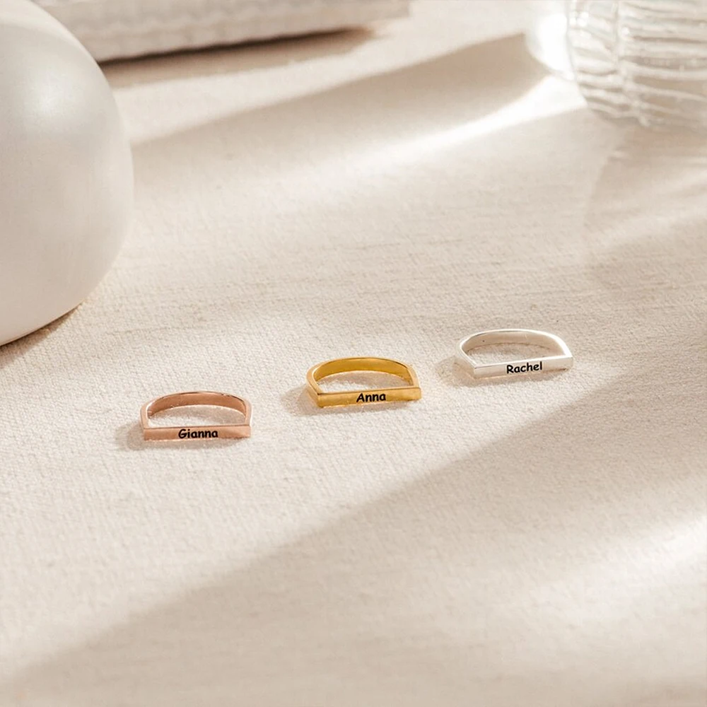 Stainless Steel Custom Name Women's Ring U-Shaped Fashion Korean Ring Personality Custom Name Women's Accessories Free Shipping