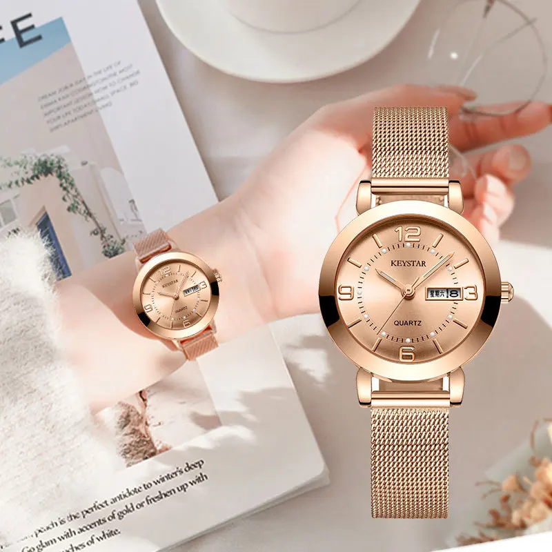 Popular Korean Version Women's Watch Waterproof Luminous Double Calendar, Non-mechanical Watch, Fully Automatic  Digital Watch