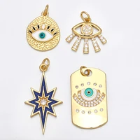 ocesrio small gold plated evil eye pendant for necklace making copper zircon accessories for jewelry crafts pdta611