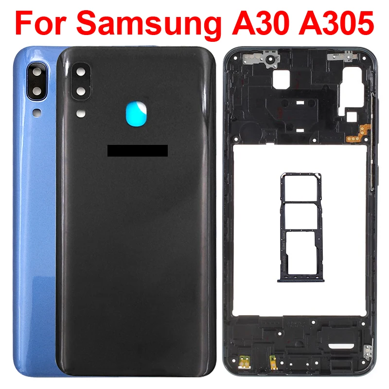 

For Samsung Galaxy A30 2019 A305 A305F Middle Frame Plate Bezel A30 Battery Back Cover Rear Door With Camera Lens Replacment