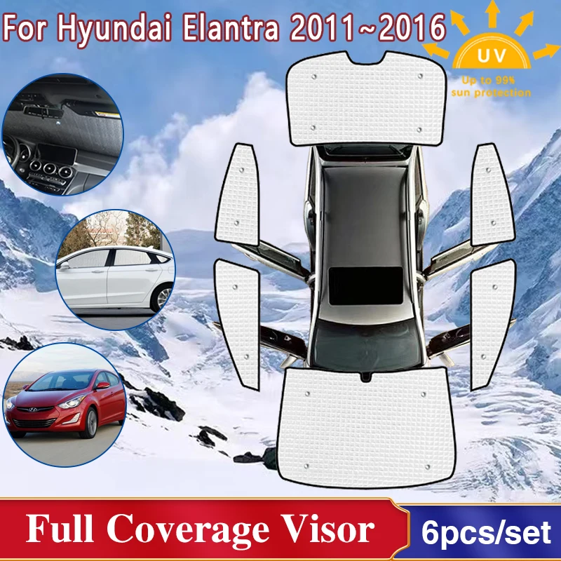 

For Hyundai Elantra Accessories Avante i35 Elantra MD UD Mk5 2011~2016 Full Windshield Sunshades Side Windows Visor Cover 2015