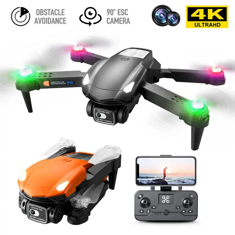 

RC Plane Toys V10 Colorful Light Ntelligent Obstacle Avoidance 4K Dual HD Wifi Camera Remote Contraol Airpalne Drone For Boys
