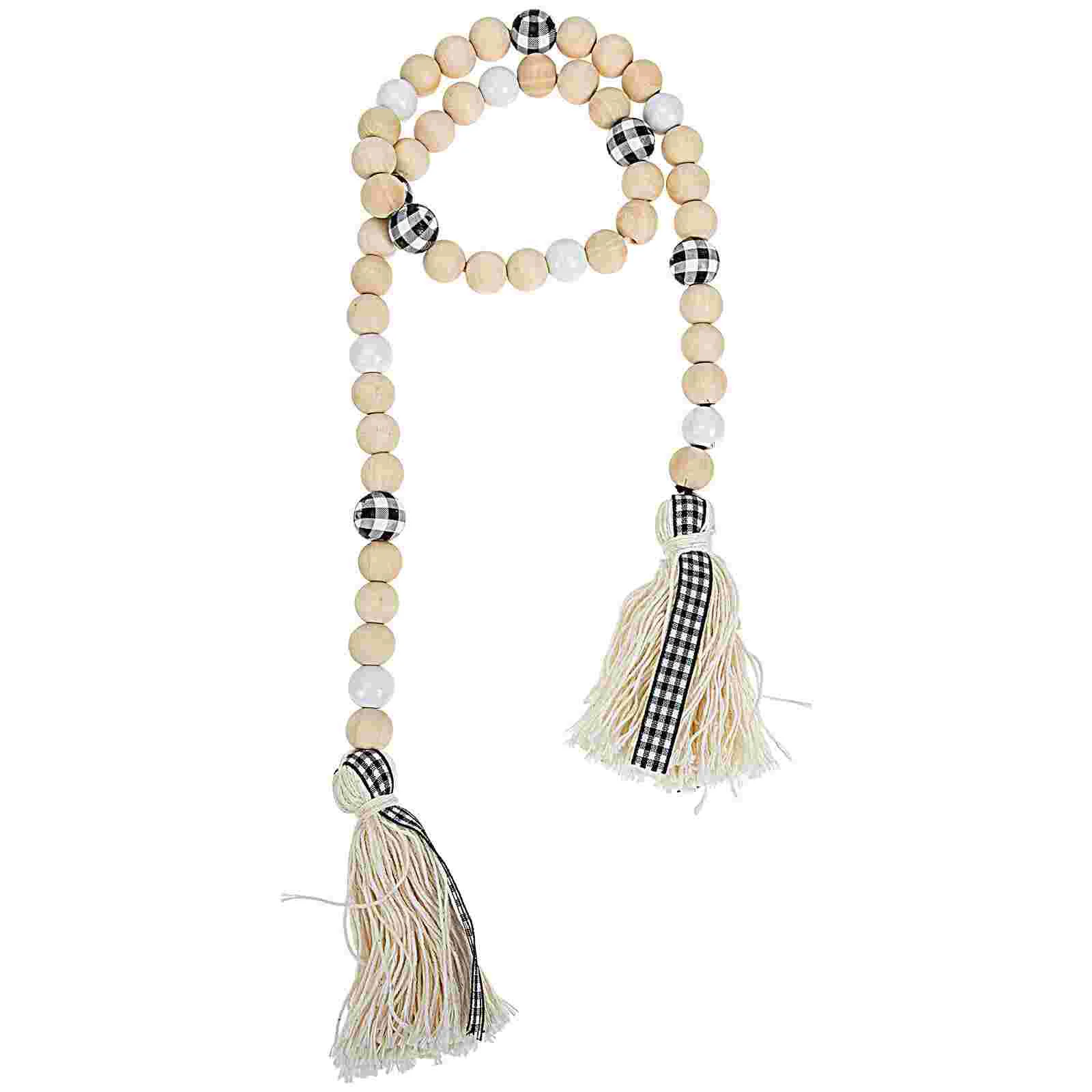 

Bohemia Style Wooden Beads Pendant Beads String Hanging Pendant with Tassel