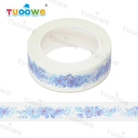 2022 new 1pc 15mm x 10m pastel blue floral watercolor scrapbook paper masking adhesive washi tape washi tape set designer mask