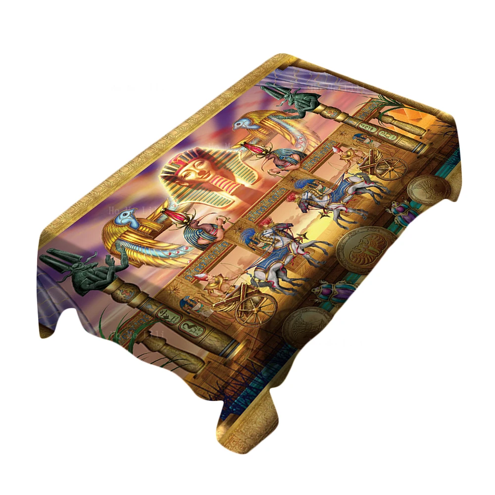 

Ancient Egypt Pharaoh Chariot Nile Valley Luxor Temple The Gate Sunset Statues Of Ramses Tablecloth By Ho Me Lili Tabletop Decor