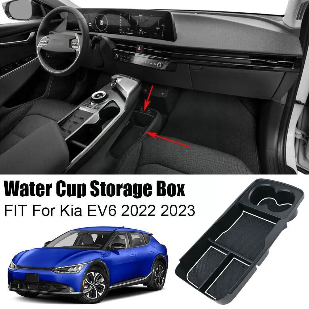 

Подходит для Kia EV6 2022 2023 ABS черный внутренний подлокотник консоль центральный ящик для хранения козырек для хранения Подставка для чашки H2V8