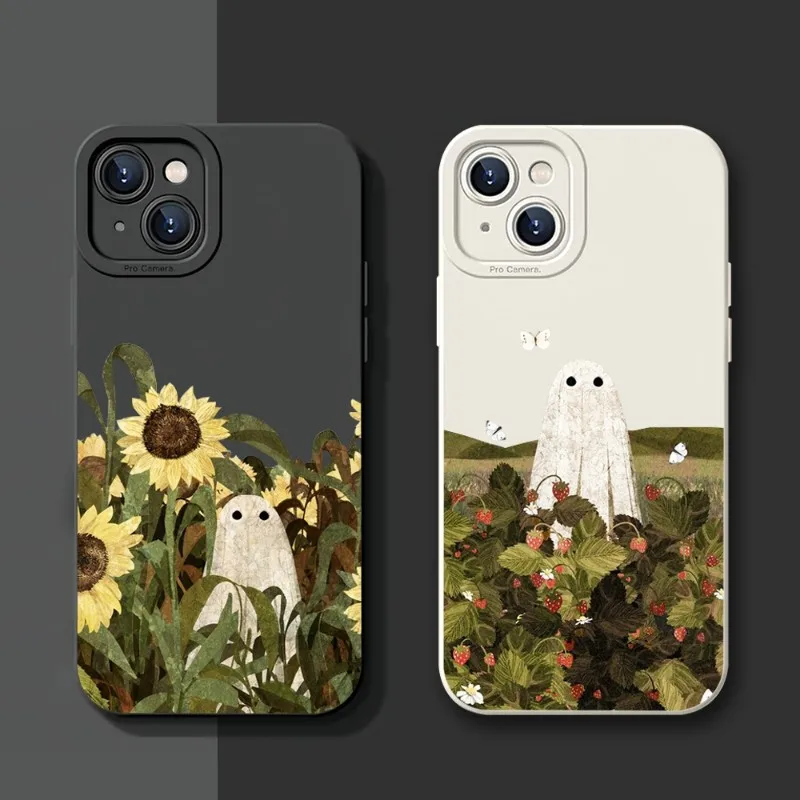 

Cute Ghost Phone Case For Iphone 11 13 14 12 Mini Pro Max XS XR 8 7 Plus Hitomi Eye Full Edging Cover