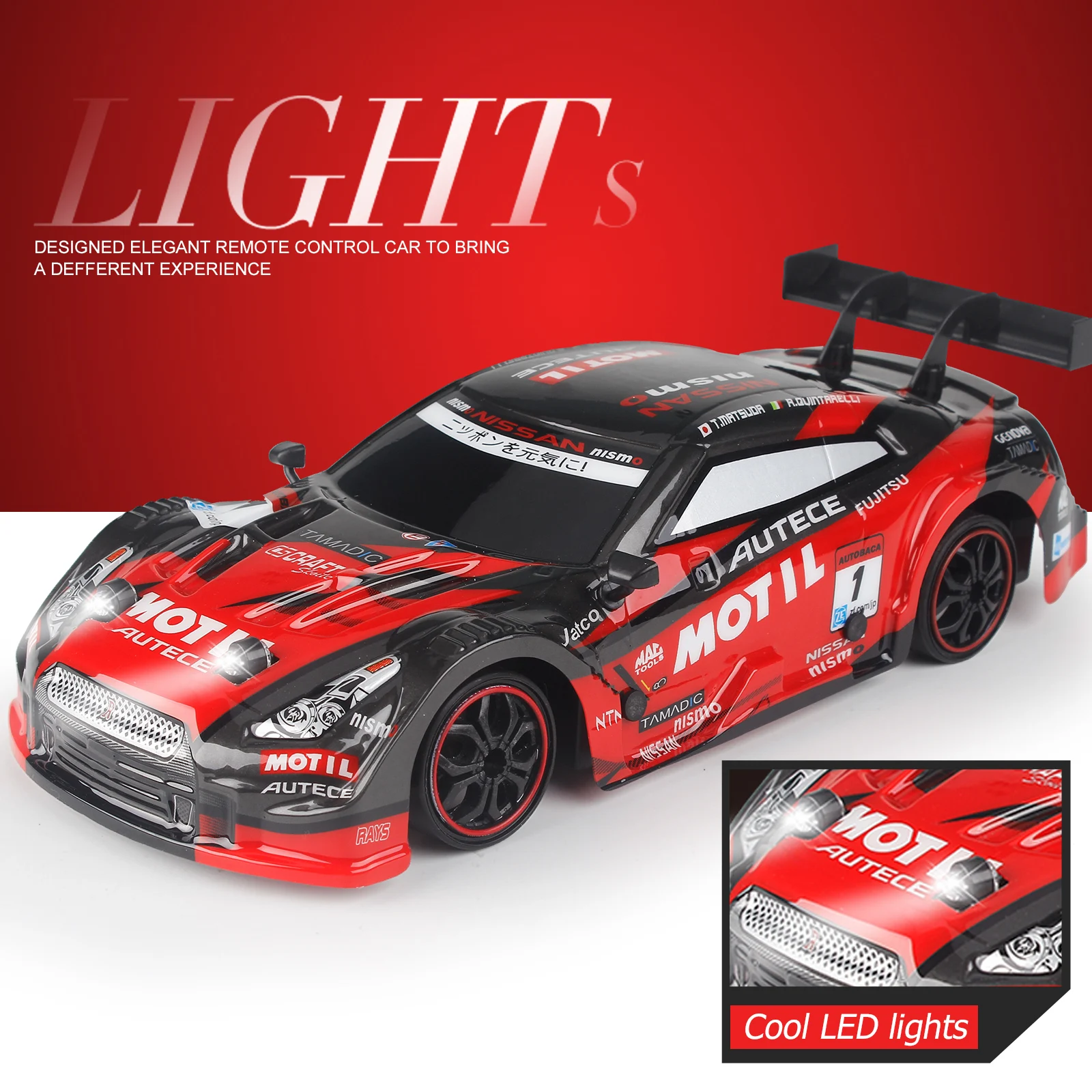 

RTR RC Car 28km/h High Speed Racing Vehicle Electric LED Stunt Sport Car Racing Vehicle 1/16 4WD 2.4GHz for All Terrain Toys