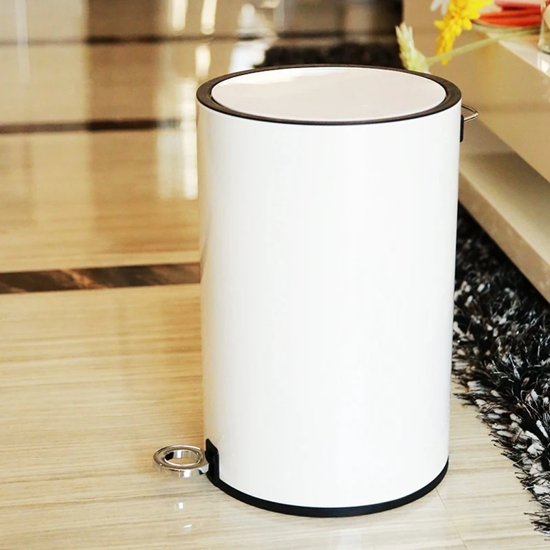 

Trash Can Stainless Steel Pedal Round Household Trash Can Modern Creative Living Room-Kitchen-Toilet-Mute Trash Can 12L
